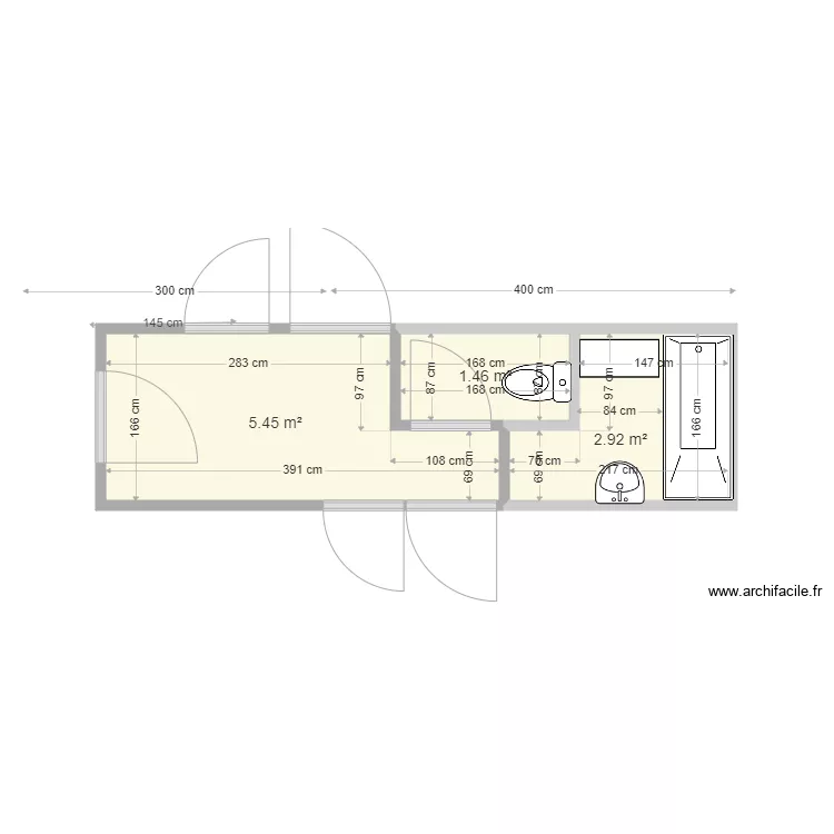 ENTREE WC SDB. Plan de 