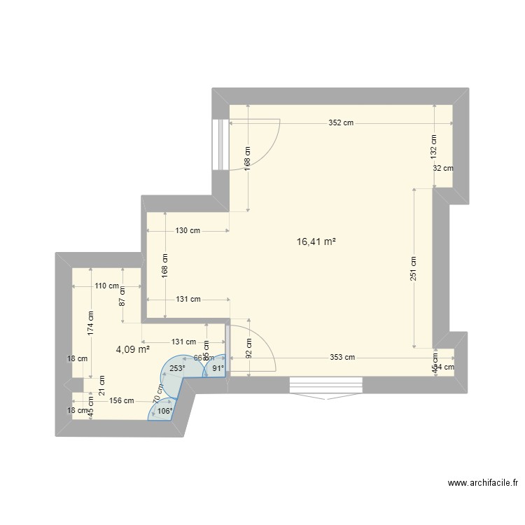 Truffaut plan actuel. Plan de 2 pièces et 21 m2