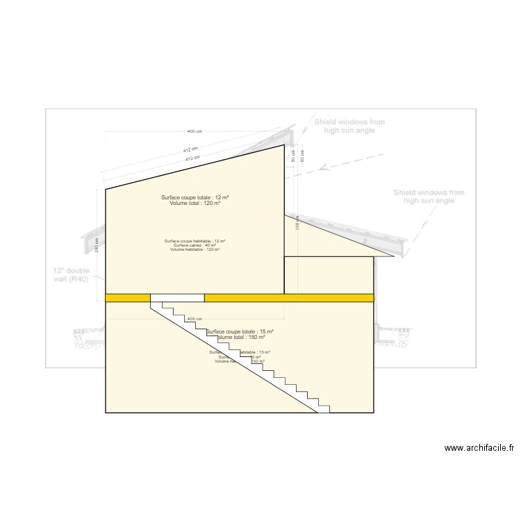 Coupe. Plan de 0 pièce et 0 m2