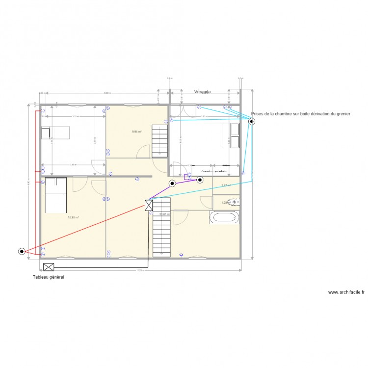 Plan 1er circuits prises. Plan de 0 pièce et 0 m2