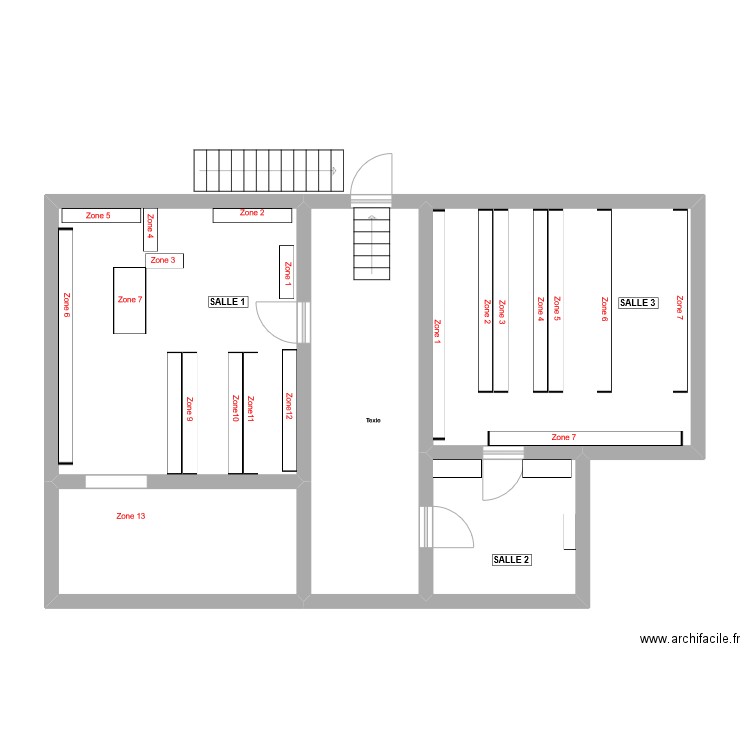 campeurs etage. Plan de 5 pièces et 80 m2