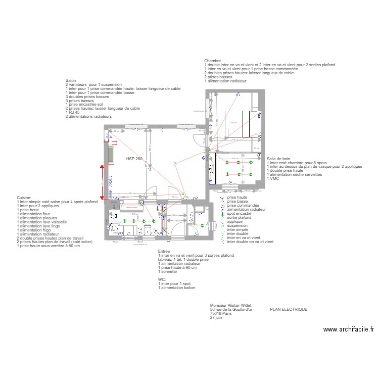 PLAN ALISTAIR  27 juin ELECTRICITE. Plan de 0 pièce et 0 m2