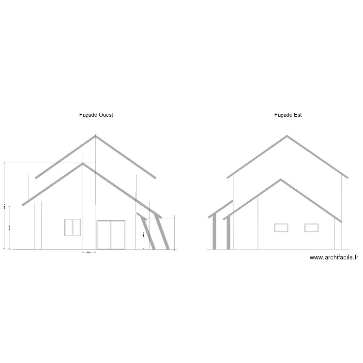 Façades Ouest et Est V4. Plan de 0 pièce et 0 m2