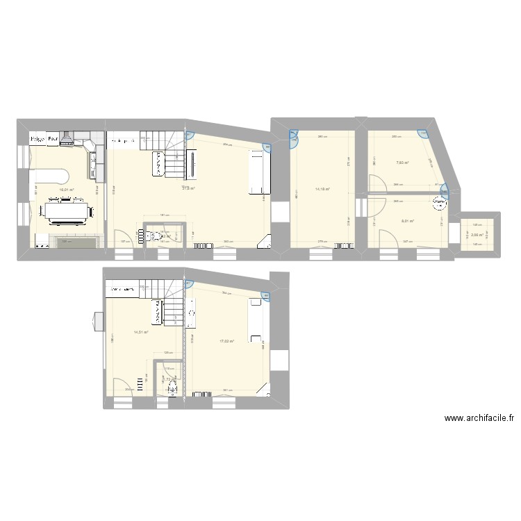 Saint-Léon Bourg - avec cloisons - WC 2. Plan de 18 pièces et 195 m2