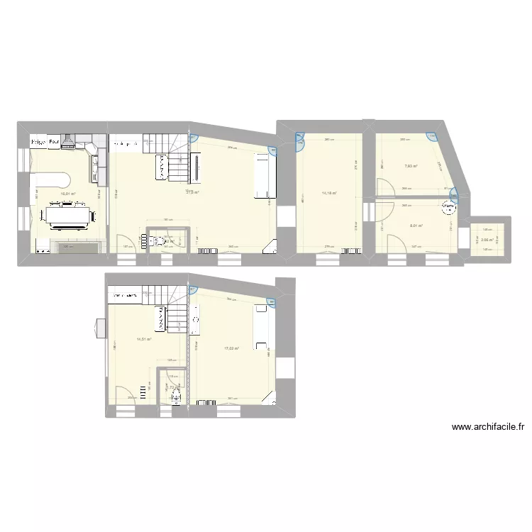 Saint-Léon Bourg - avec cloisons - WC 2. Plan de Saint-Léon Bourg - avec cloisons - WC 2. Plan de