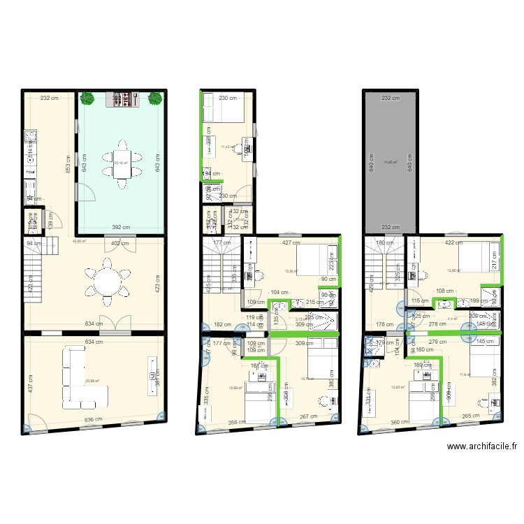 Jarraud. Plan de 19 pièces et 222 m2