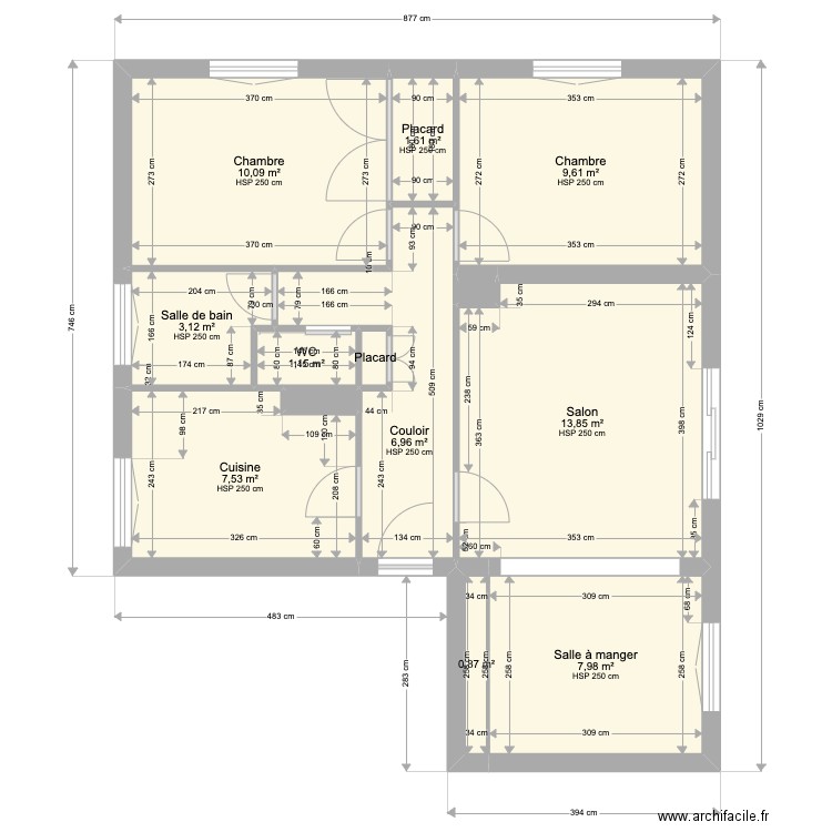 Morlaix - Rampe Saint Augstin - Existant . Plan de 13 pièces et 64 m2
