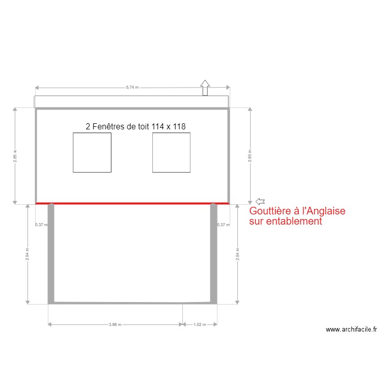 Facade avant Sud. Plan de 0 pièce et 0 m2