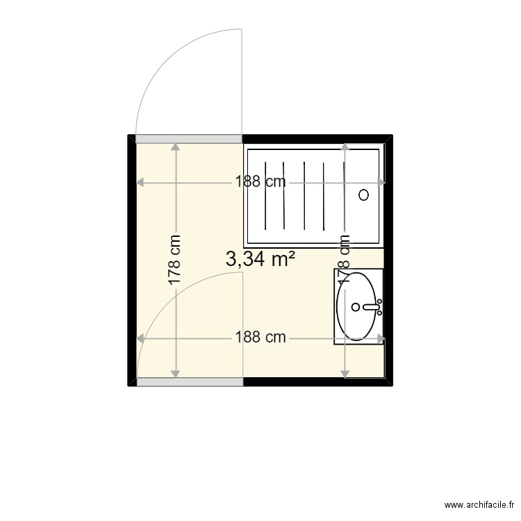 FEVRIER PHILIPPE . Plan de 1 pièce et 3 m2