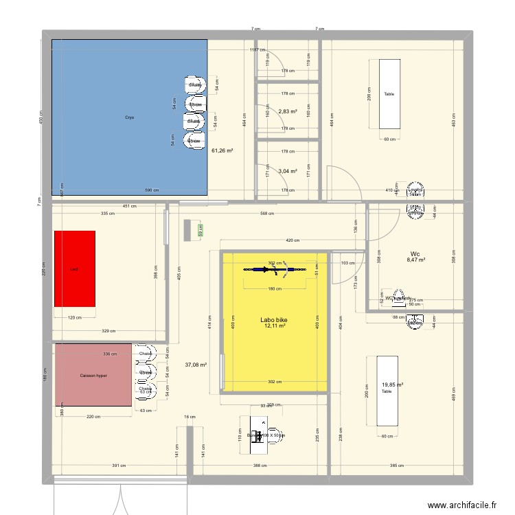 Cryo. Plan de 7 pièces et 145 m2