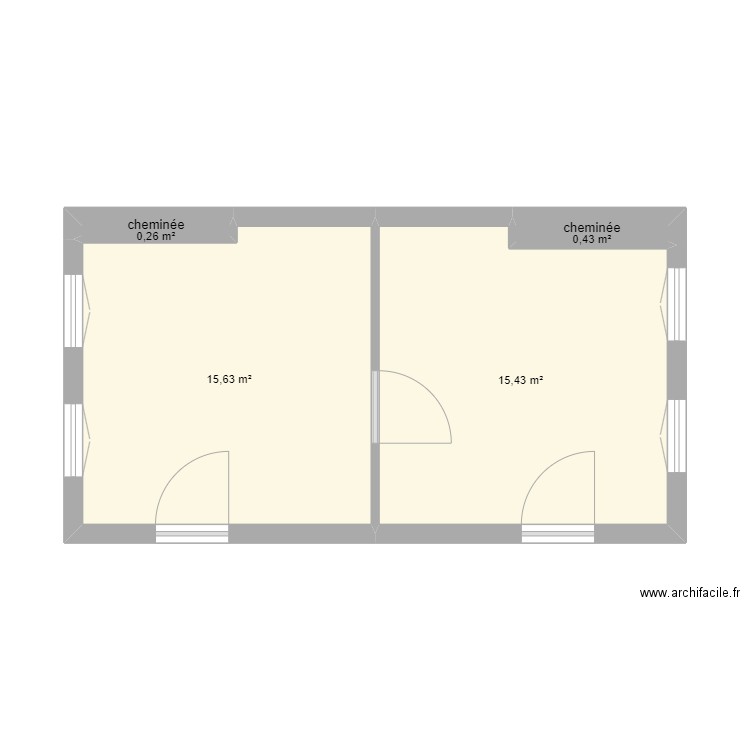 plan avant travaux F3 duplex RDC Triguères. Plan de 4 pièces et 32 m2