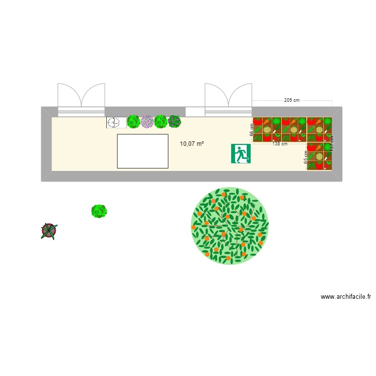 TERASSE POTAGER. Plan de 1 pièce et 10 m2