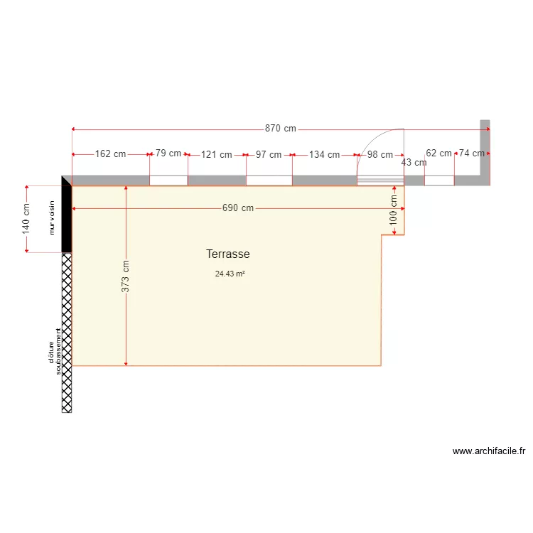 MORET  terrasse. Plan de 