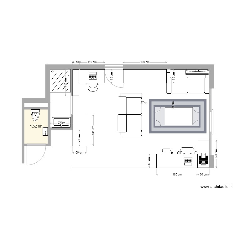 mezzanine ouverte. Plan de 0 pièce et 0 m2