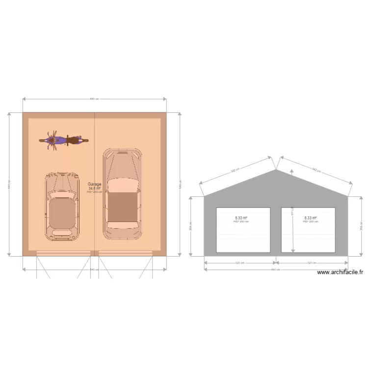 Garage double. Plan de 