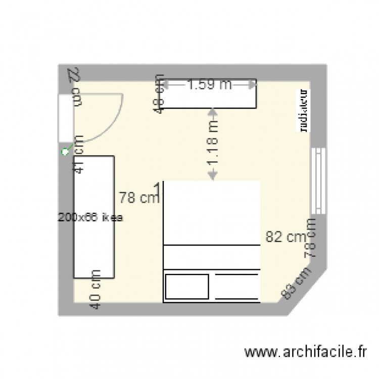 chambre lit 160 x 200 avec armoire ikea version 6 commode . Plan de 0 pièce et 0 m2