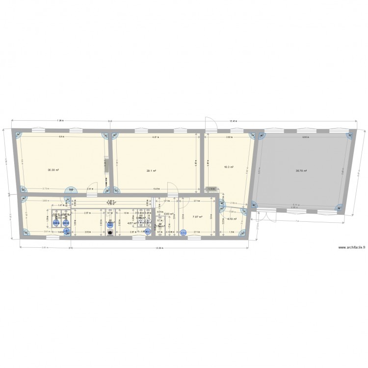 PLAN ETAGE SACRE COEUR ETAT INITIAL sans meubles PLAN 2 BIS. Plan de 0 pièce et 0 m2