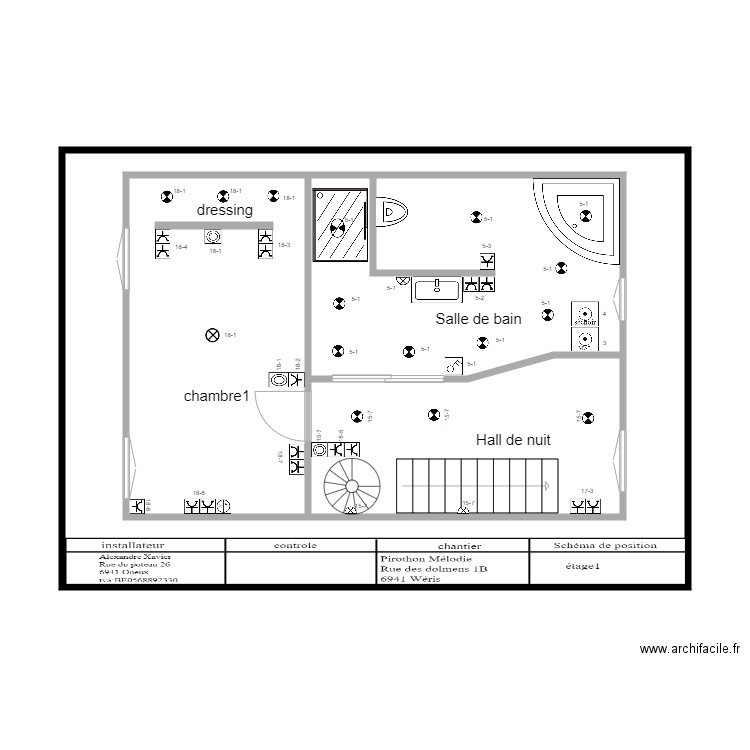 étage1 piromélo. Plan de 4 pièces et 111 m2