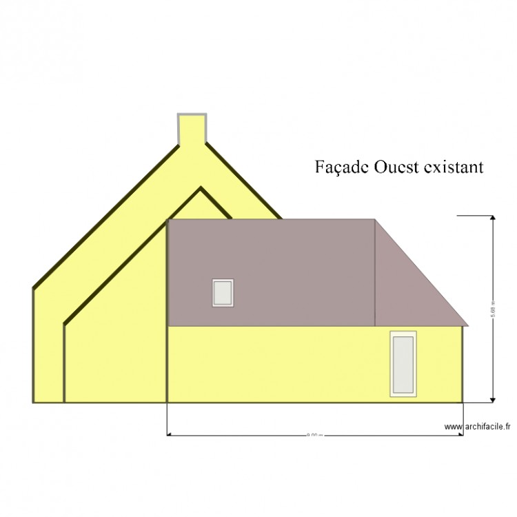 facade ouest existant. Plan de 0 pièce et 0 m2