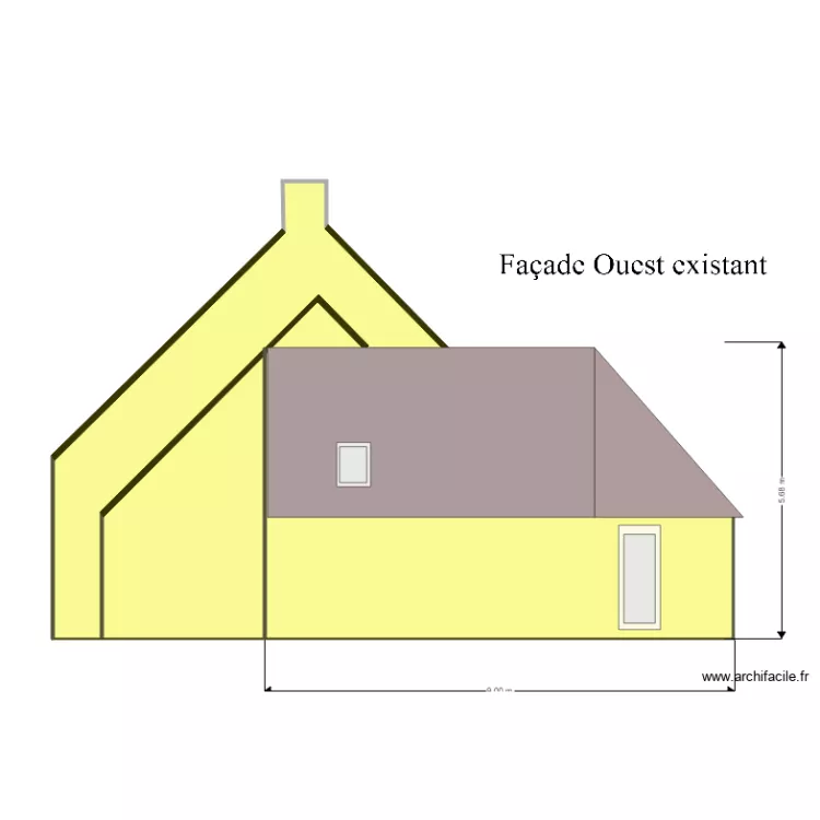 facade ouest existant. Plan de 