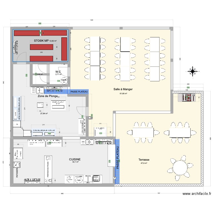 CANTINE EMSP 2. Plan de 7 pièces et 187 m2