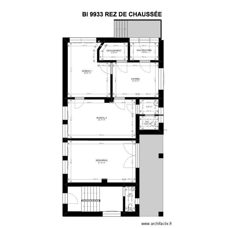 BI 9933. Plan de 21 pièces et 314 m2