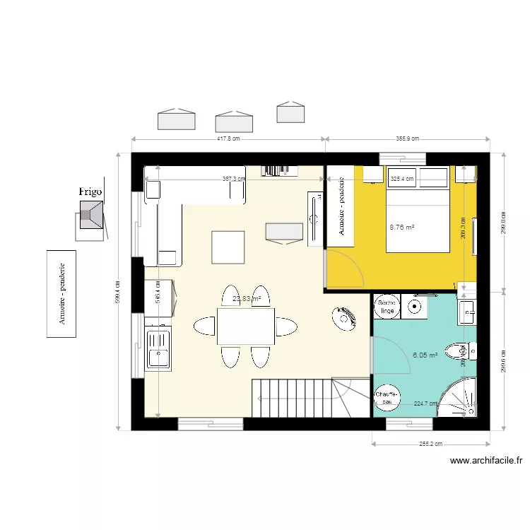 tiro 840 x 600 os120 pas 120 monopente escalier sud. Plan de 