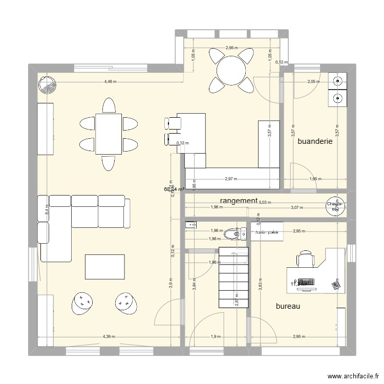 Paturage. Plan de 2 pièces et 80 m2