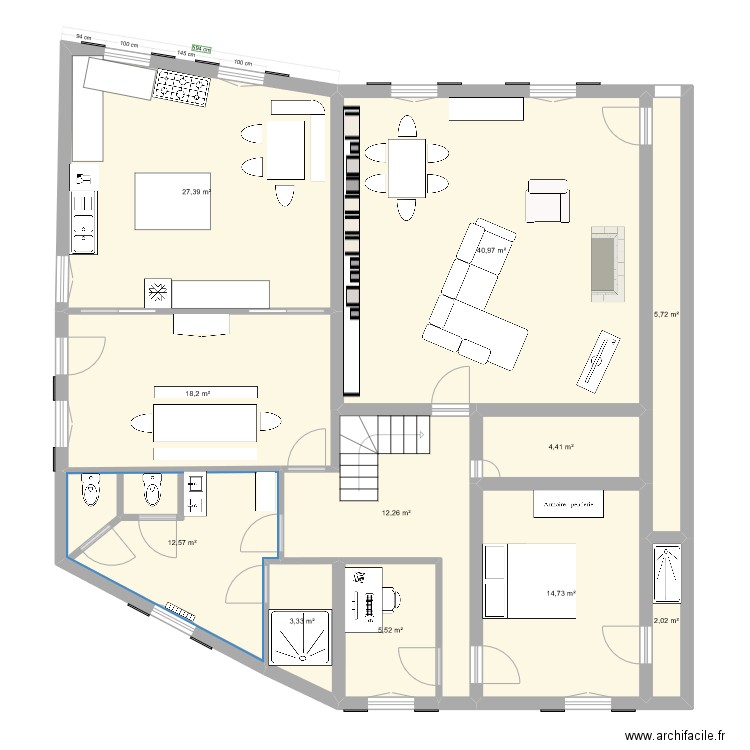 chamcham _1ER_idée. Plan de 11 pièces et 147 m2