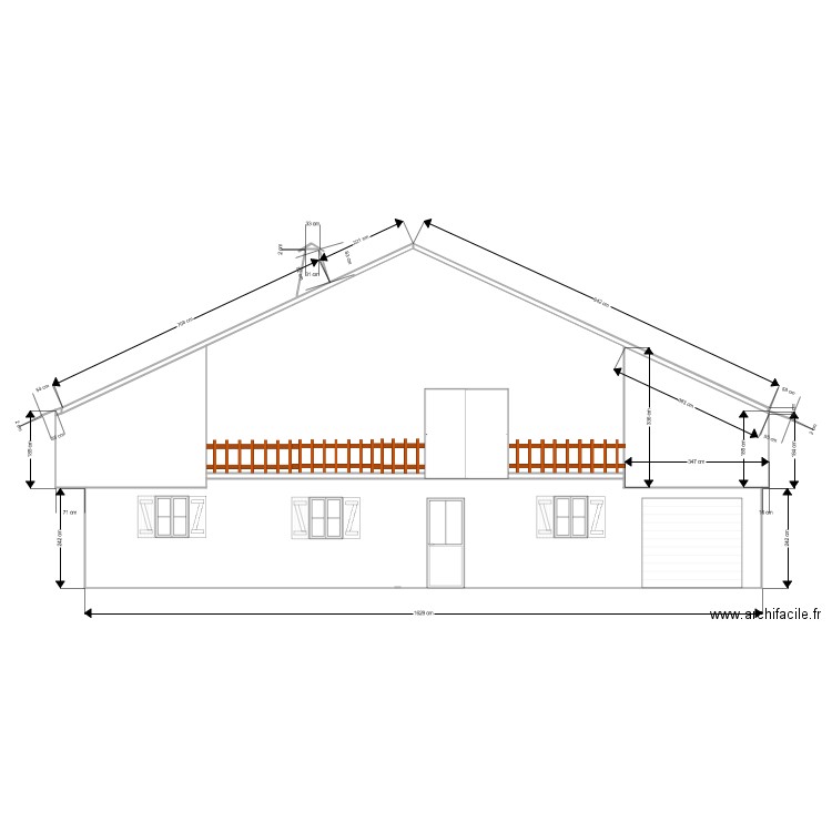 Façade Sud Modifications. Plan de 0 pièce et 0 m2