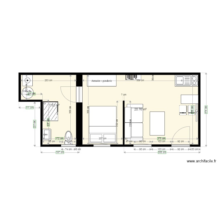 studio arrière. Plan de 0 pièce et 0 m2