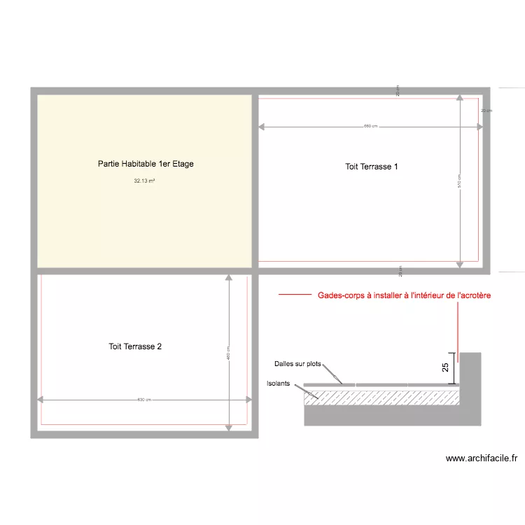 Plan pour gardes corps. Plan de 