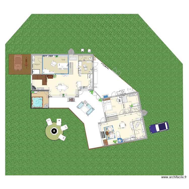 Maison poteau poutre bois RDC. Plan de 0 pièce et 0 m2