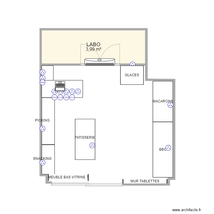 BOUTIQUE PLUVIGNER. Plan de 1 pièce et 4 m2