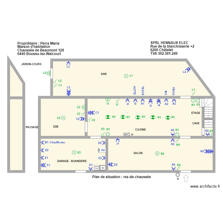 perra rez. Plan de 8 pièces et 236 m2