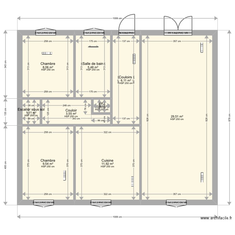 Bertel . Plan de 9 pièces et 76 m2