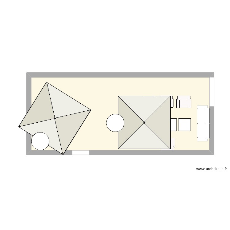 Terrasse Cuisine Pondauge. Plan de 1 pièce et 39 m2