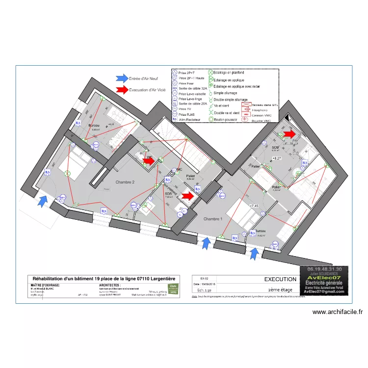 2eme etage LEBLANC 1309 avec vmc. Plan de 