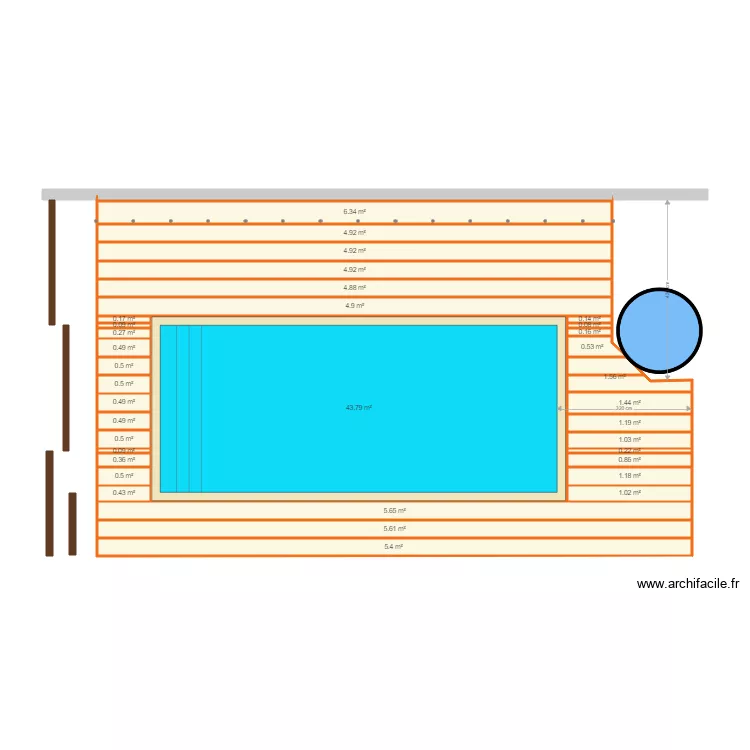 lambourde piscine et plots. Plan de 