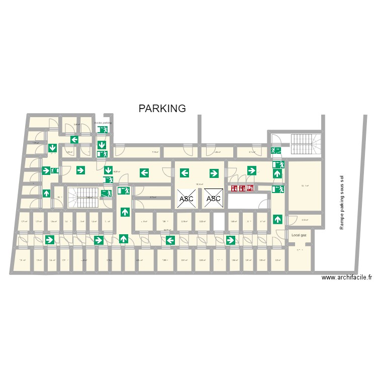 AMELIE SOUS SOL. Plan de 50 pièces et 229 m2