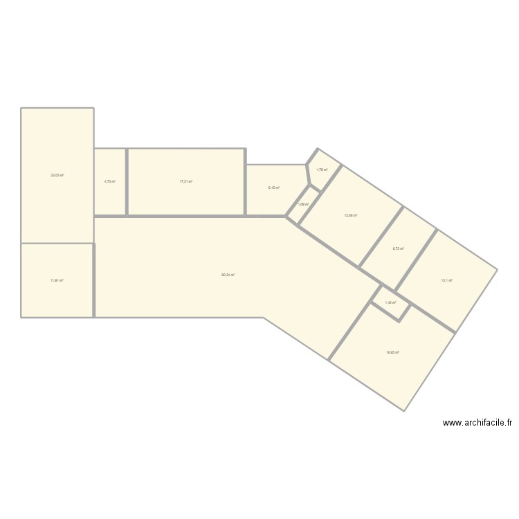 Vallon maison V. Plan de 13 pièces et 174 m2