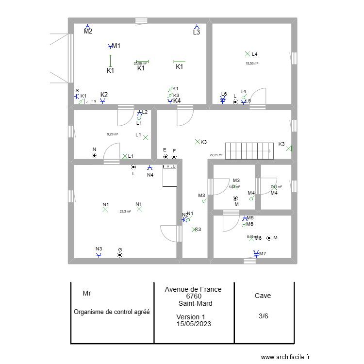 Saint Mard Cave. Plan de 8 pièces et 113 m2