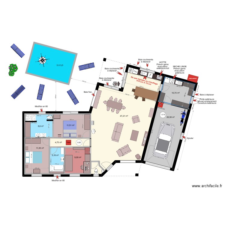 JPM 010422. Plan de 8 pièces et 210 m2