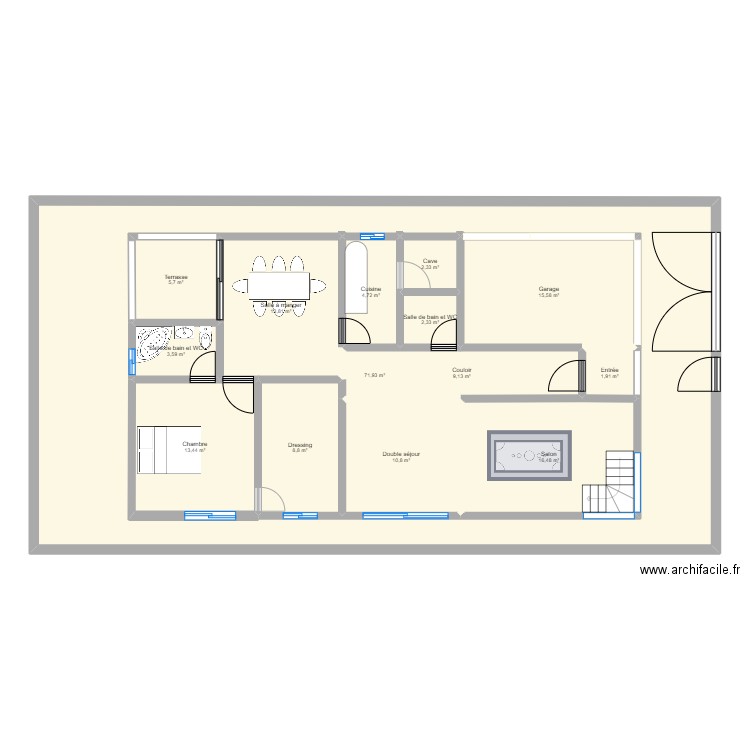 maison 1. Plan de 14 pièces et 307 m2