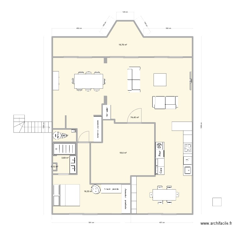 Pornichet De Gaulle RDC Base V5. Plan de 7 pièces et 132 m2