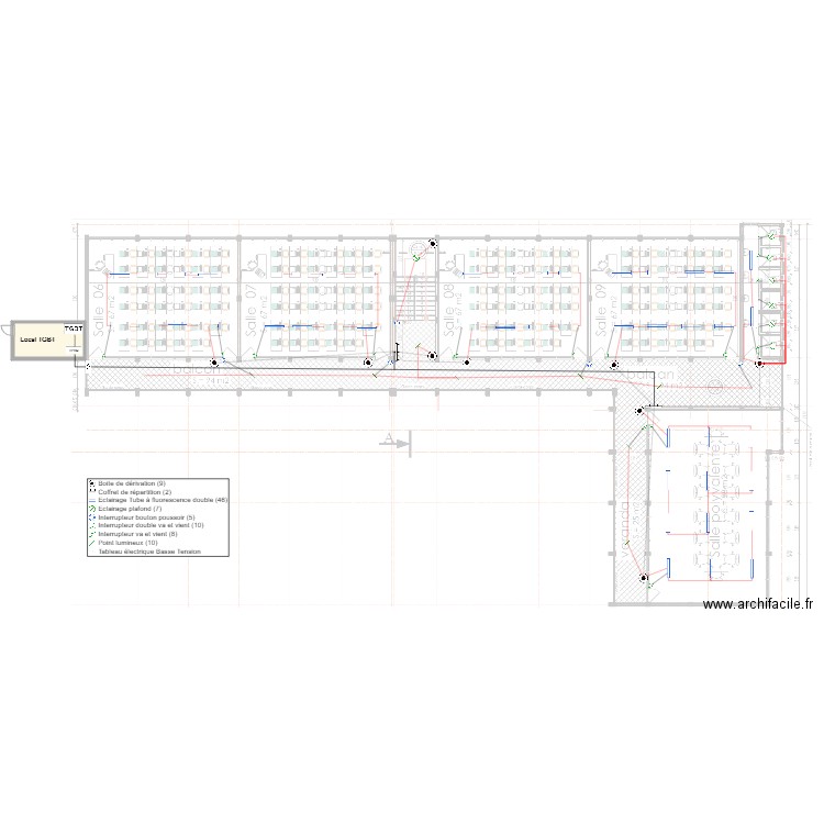 Eclairage Etage batiment SONARA. Plan de 0 pièce et 0 m2