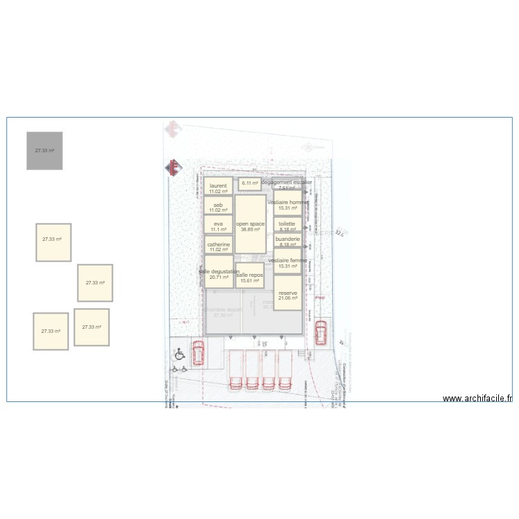 plan montussan. Plan de 34 pièces et 966 m2