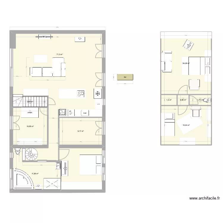 Maison apres extension 2. Plan de 10 et 148 m² Maison apres extension 2. Plan de 10 et 148 m²