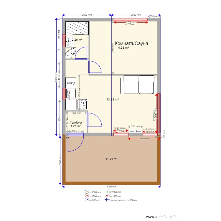 glamping 04 03 v2. Plan de 5 pièces et 37 m2