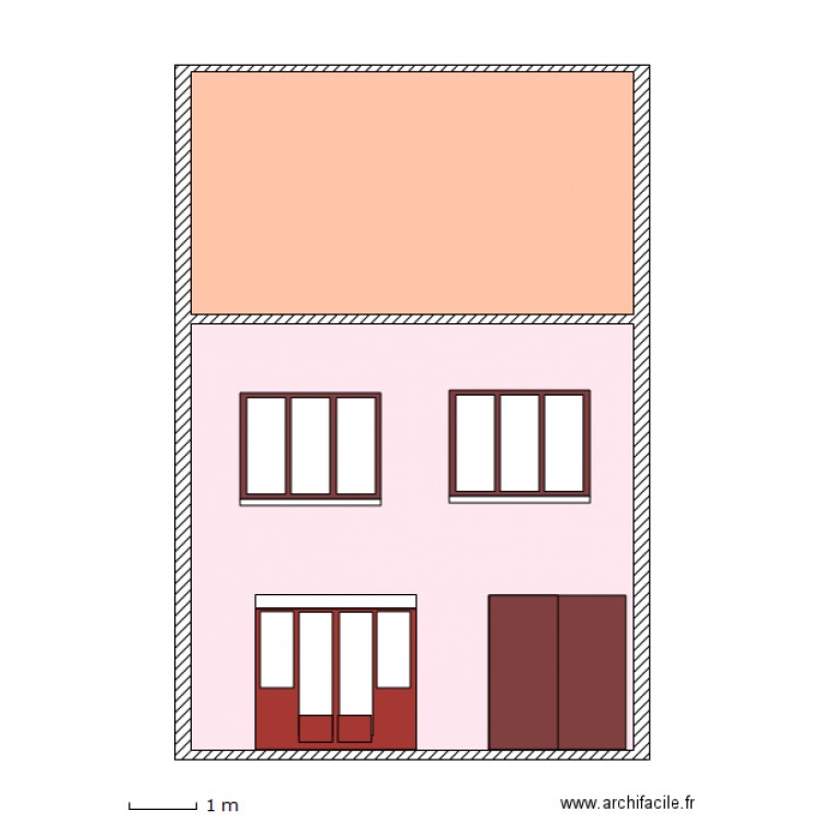 Facade arriere actuelle. Plan de 0 pièce et 0 m2